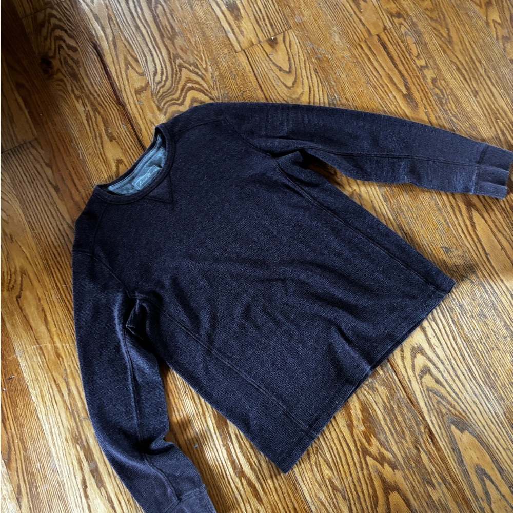 Eddie Bauer Men's Heathered Purple Crewneck Waffle/grid Shirt